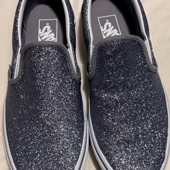 Gunmetal grey sparkle slip-ons - Picture 1 of 4